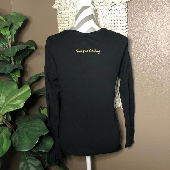 Black MOMBIE Long Sleeve V-Neck Shirt - Picture 4 of 5